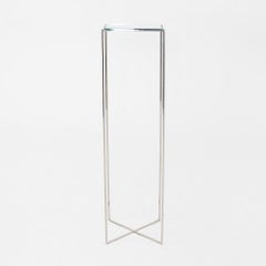 Piedistallo in vetro e acciaio cromato degli anni '70, 14x52