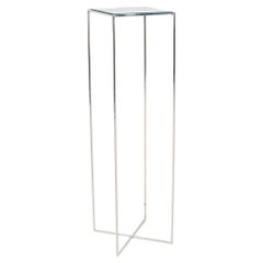 1970s Glass and Chromed Steel Pedestal 14x52"