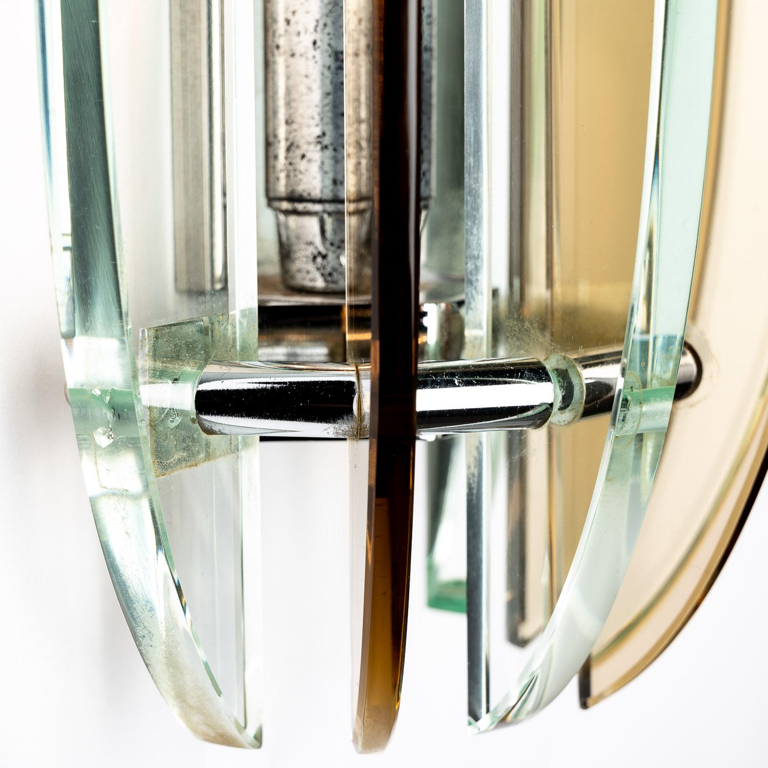20th Century 1970s Glass and Metal Walls Light by Veca For Sale