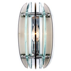 1970s Glass and Metal Walls light by Veca 