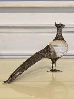 1970s Glass and Silver Peacock