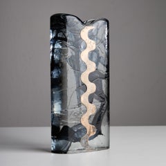 1970s Glass and Silver Plated Vase by Claude Cuny for Cassetti Firenze