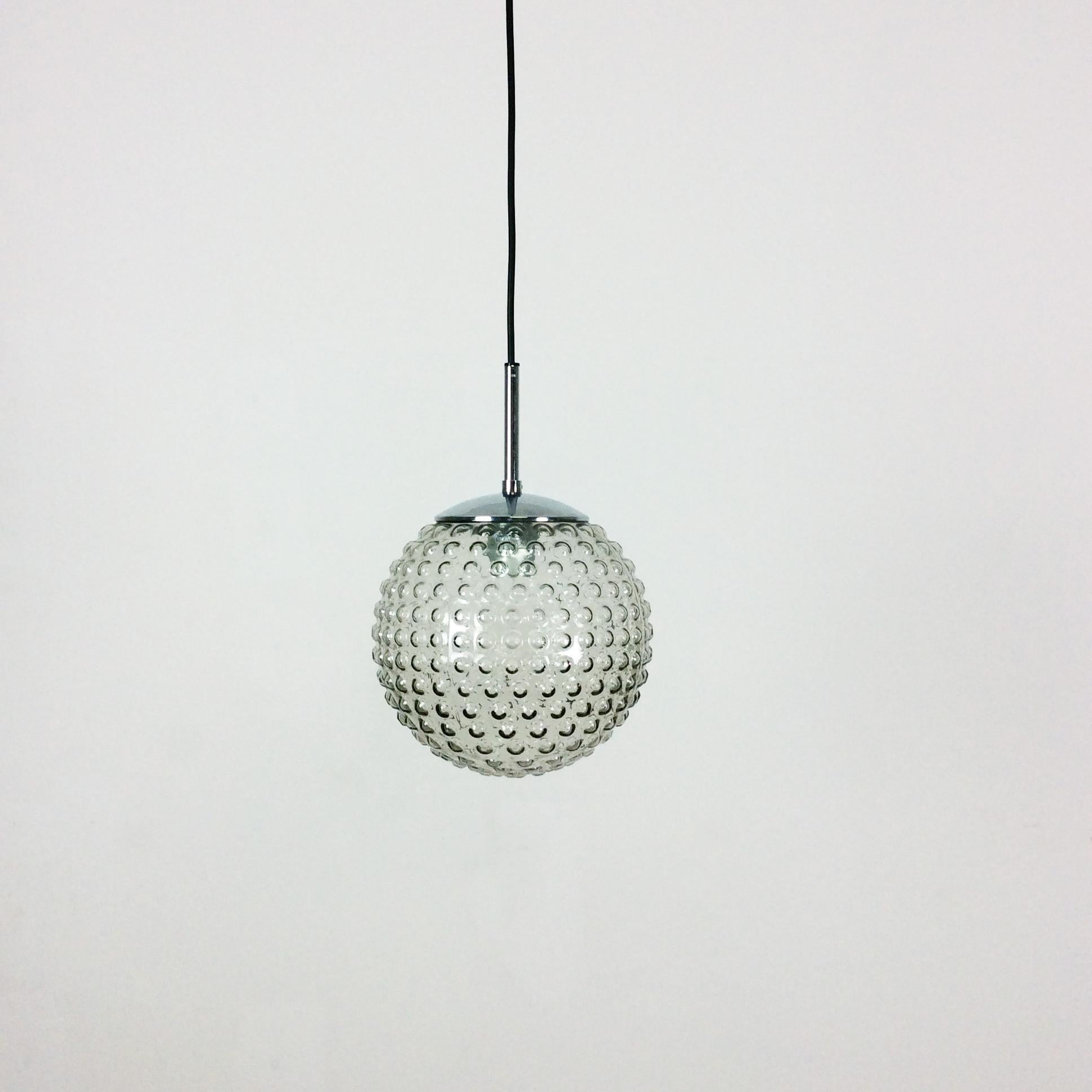 Mid-Century Modern 1970s Glass Bubble Hanging Light by Motoko Ishi Rolf Krüger for Staff Lights