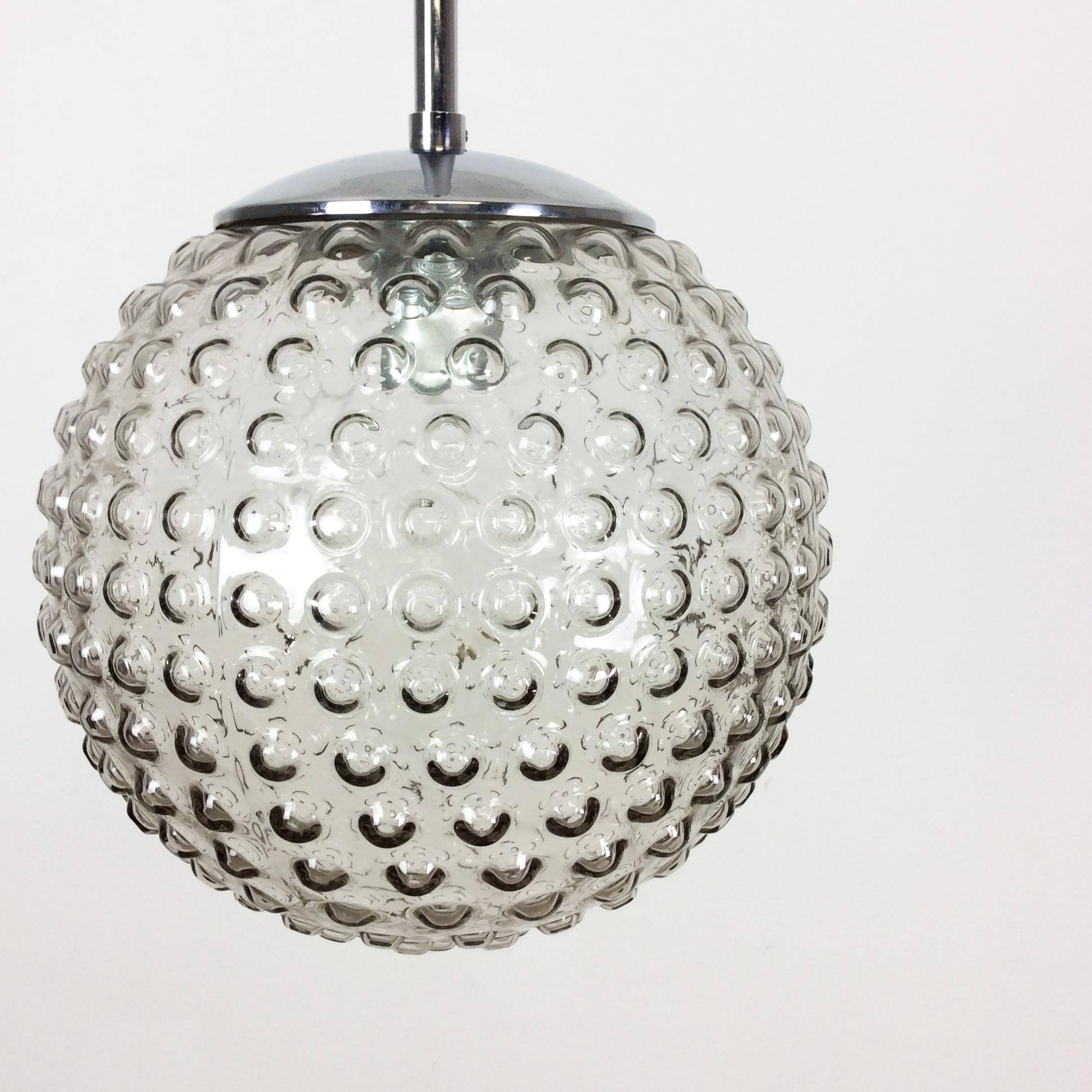 Metal 1970s Glass Bubble Hanging Light by Motoko Ishi Rolf Krüger for Staff Lights