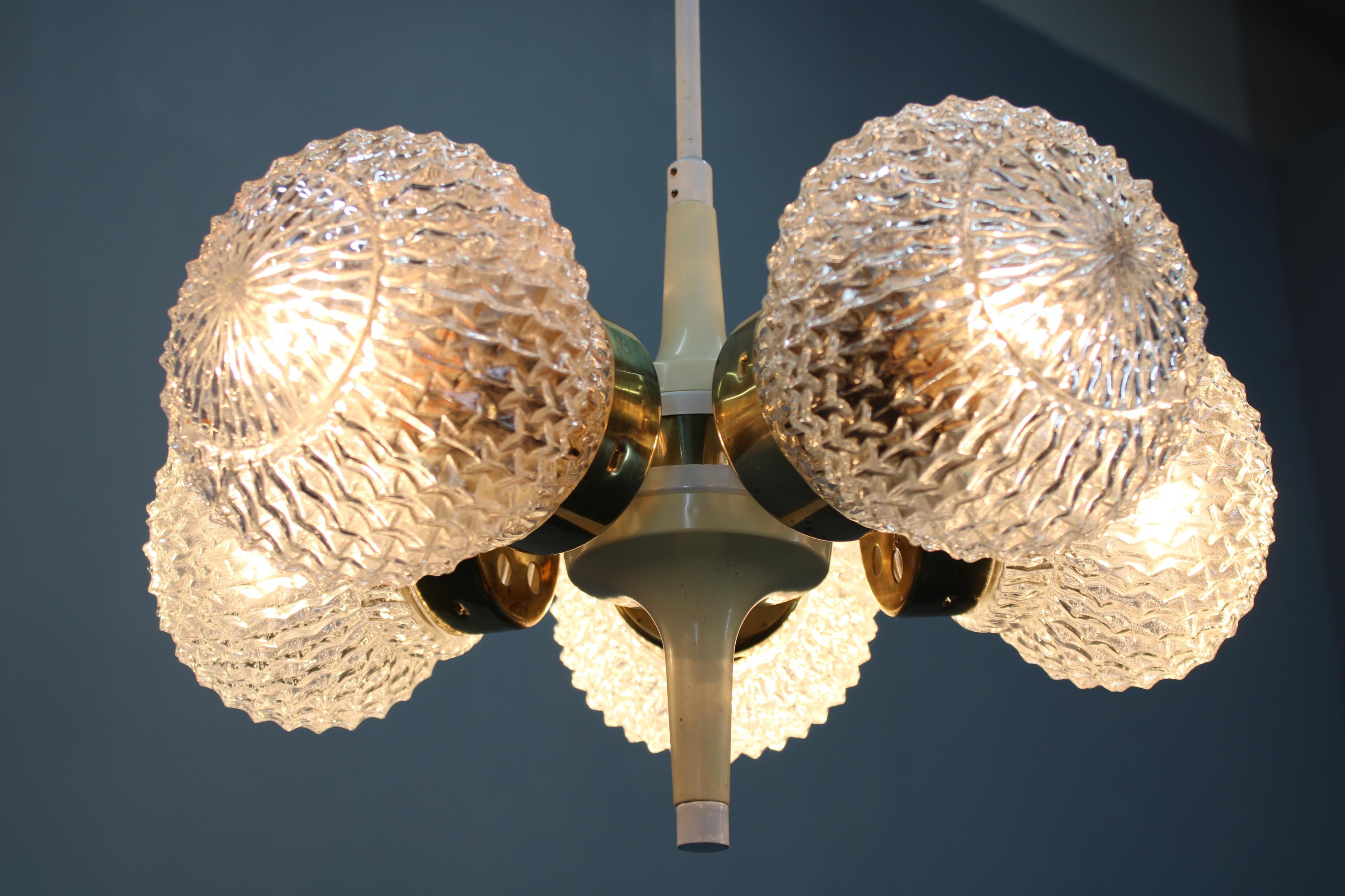 1970s Glass Chandelier by Instala Decin, Czechoslovakia For Sale 5