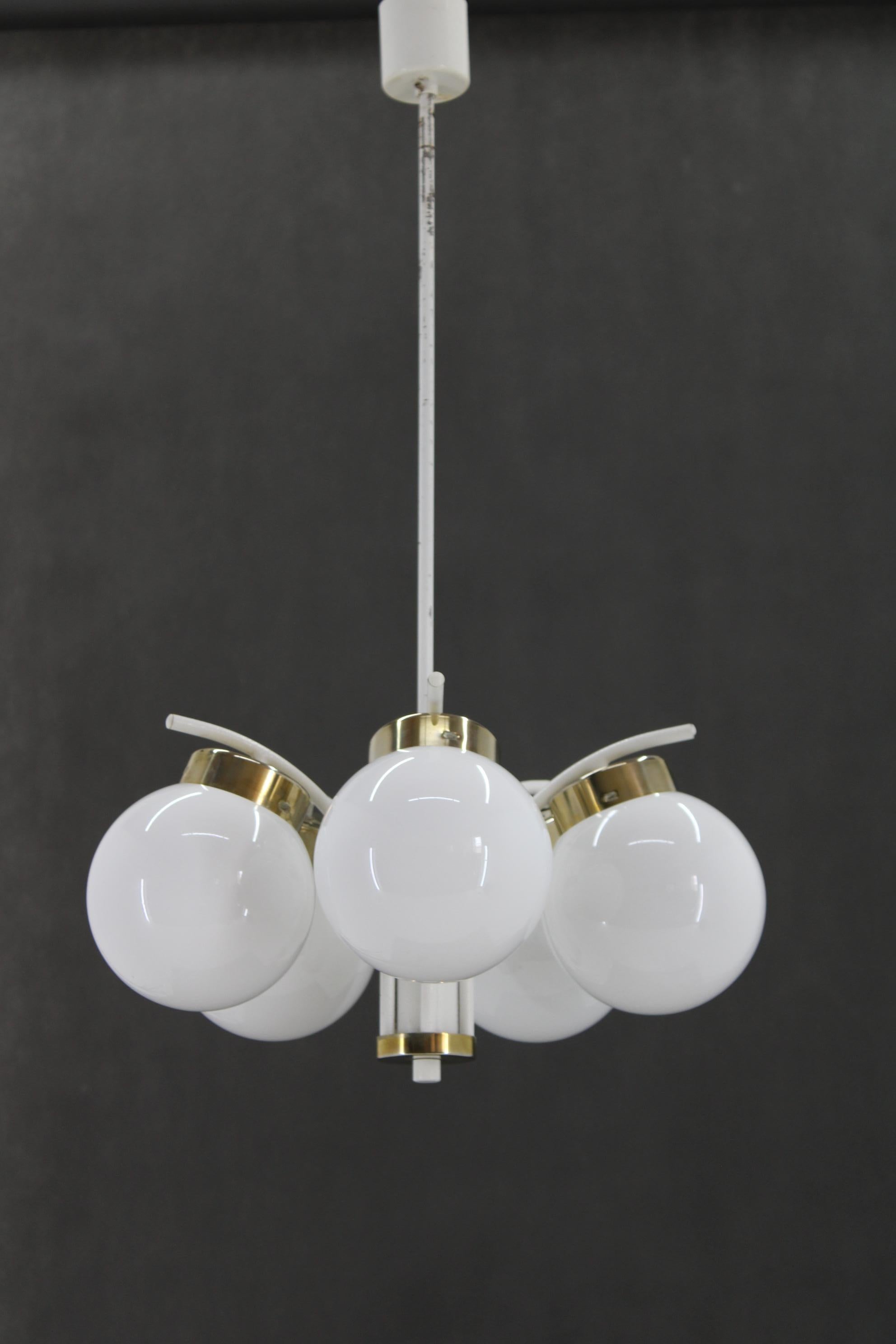 Mid-Century Modern 1970s Glass Chandelier by Instala Decin, Czechoslovakia For Sale