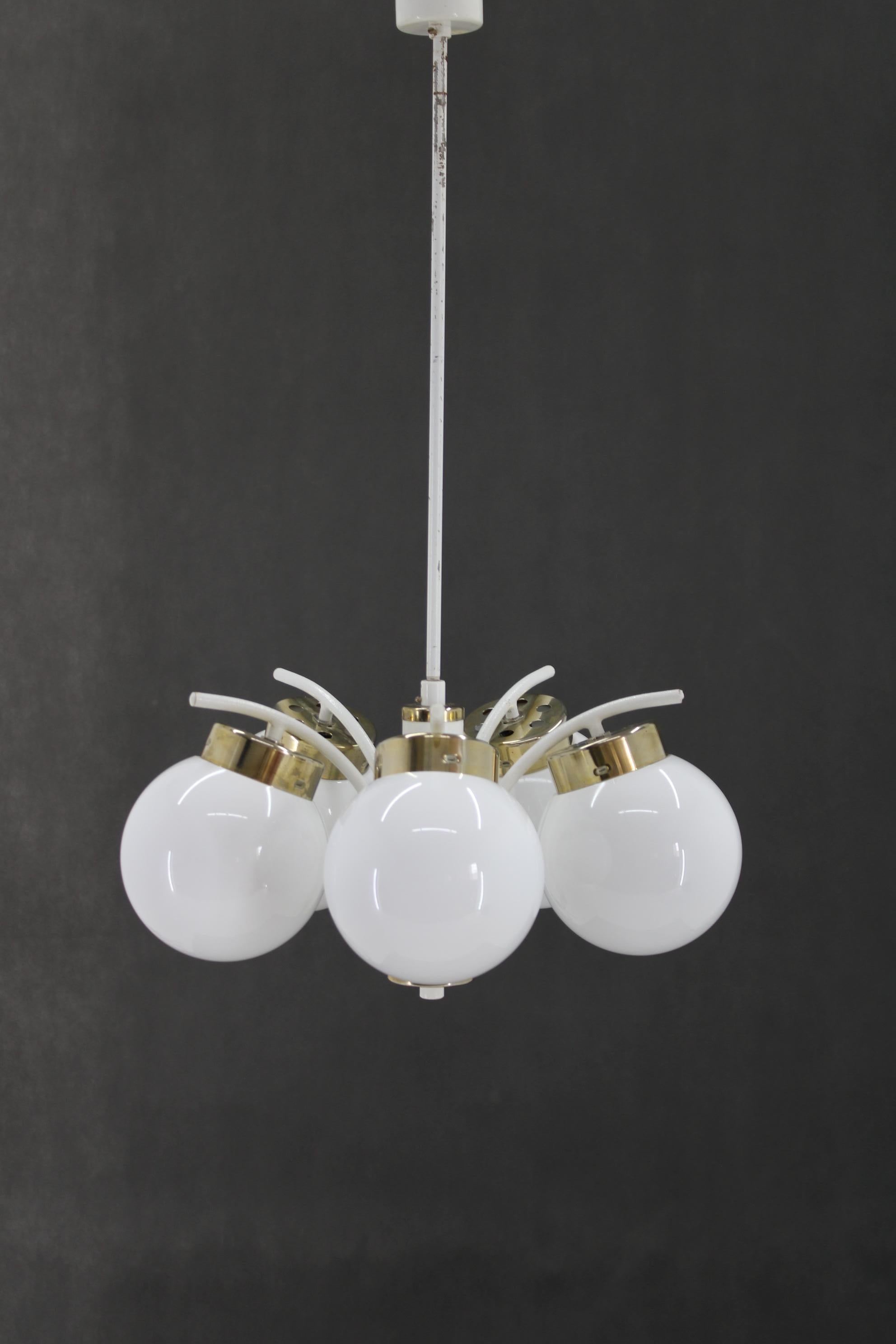1970s Glass Chandelier by Instala Decin, Czechoslovakia In Good Condition For Sale In Praha, CZ