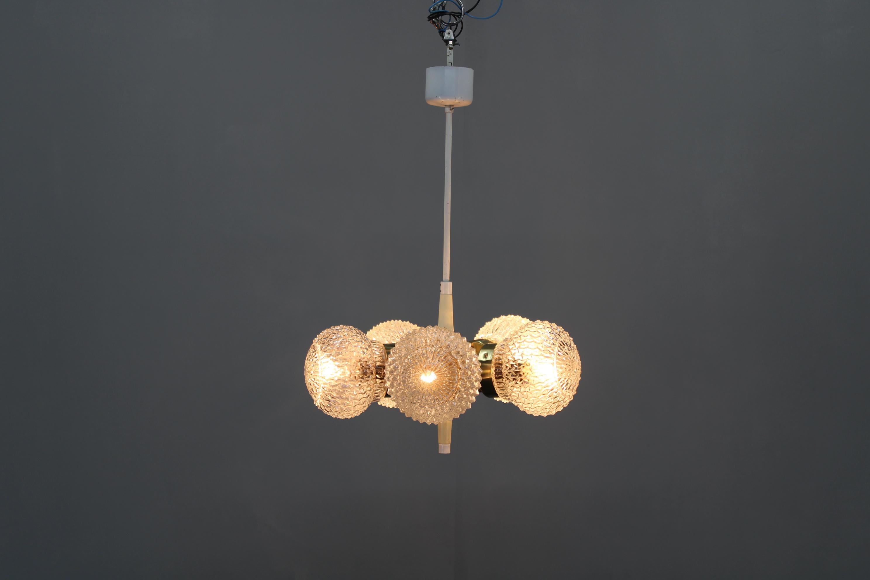 1970s Glass Chandelier by Instala Decin, Czechoslovakia For Sale 4