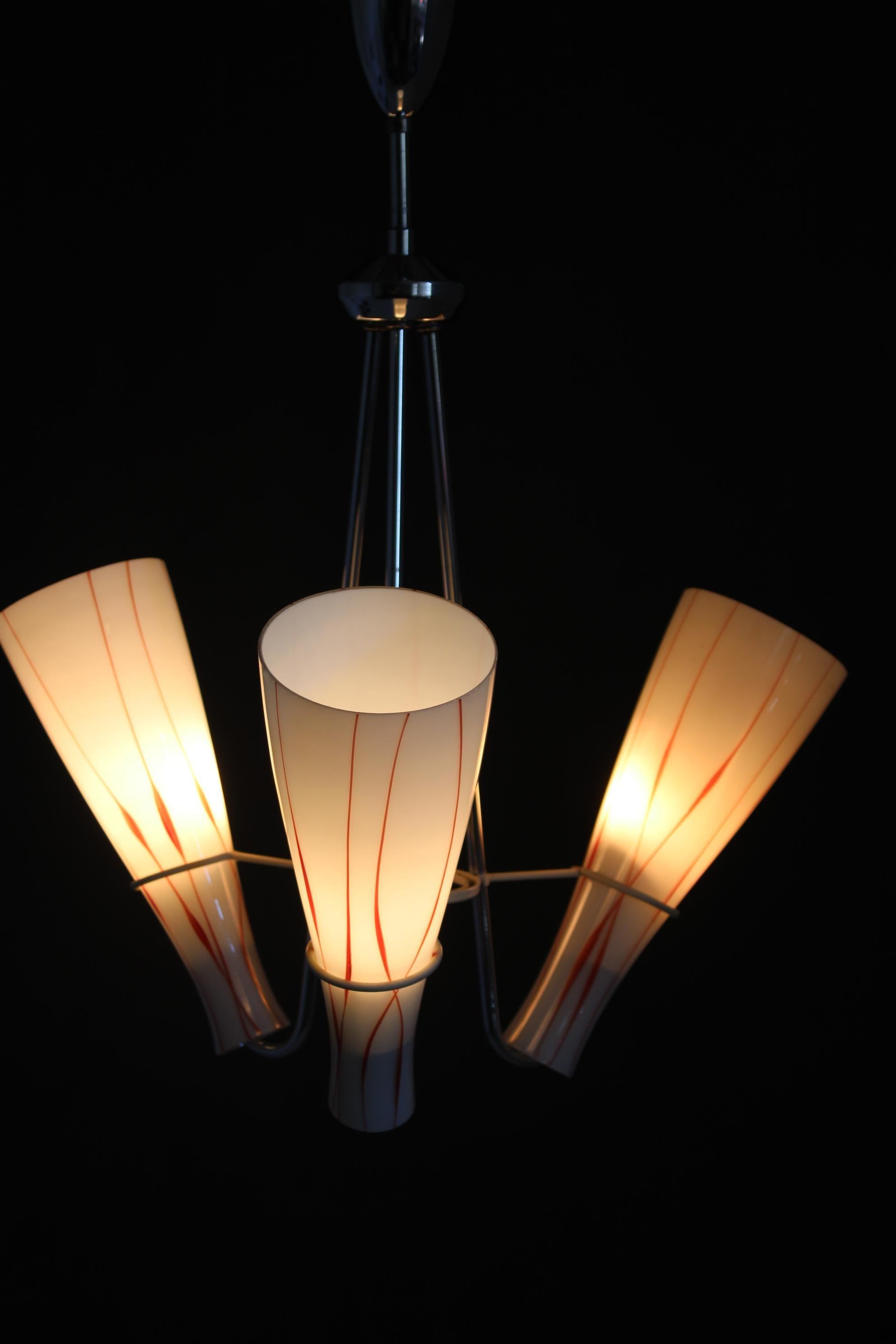 1970s Glass Chandelier , Czechoslovakia For Sale 4