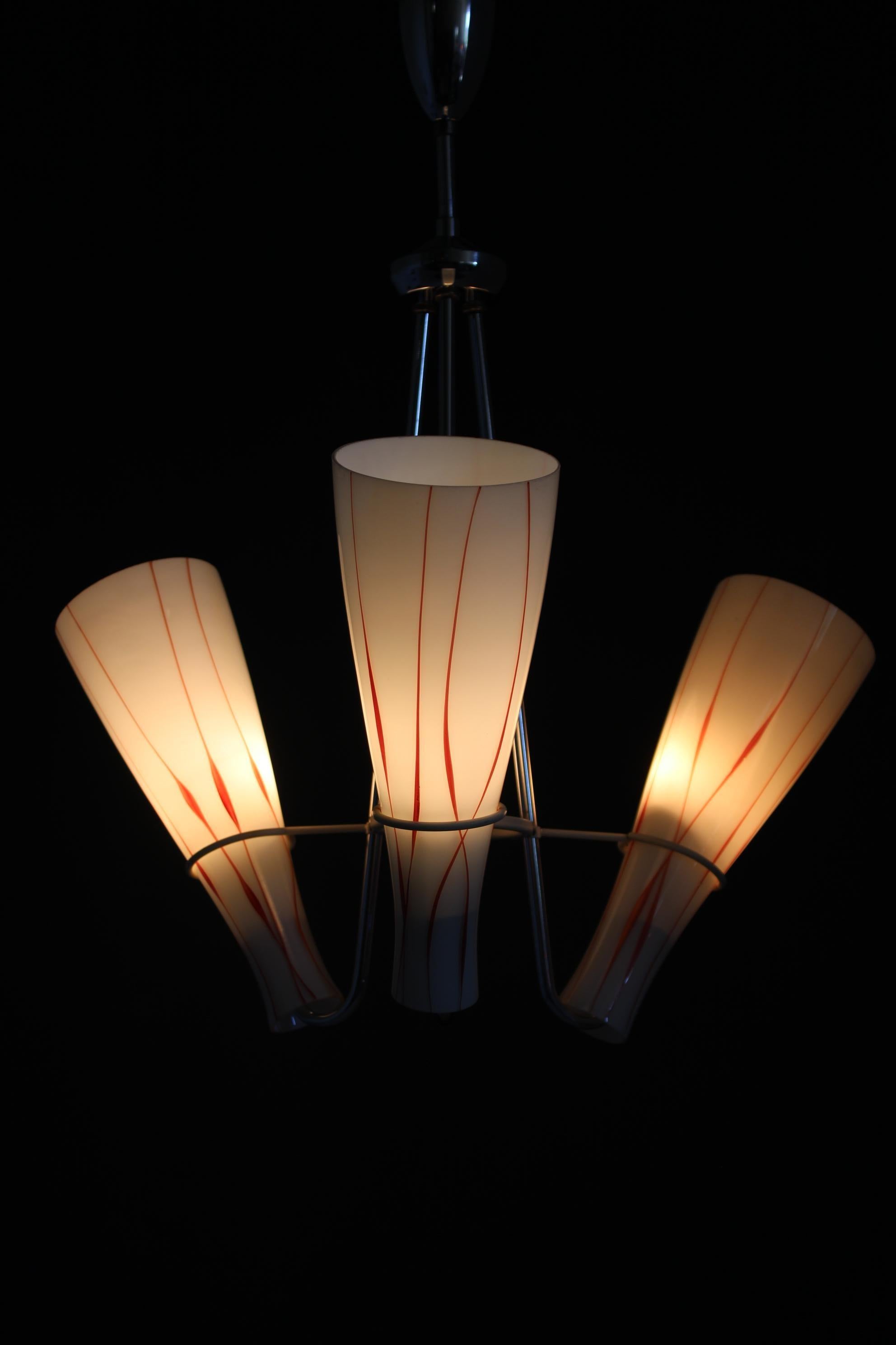 1970s Glass Chandelier , Czechoslovakia For Sale 5