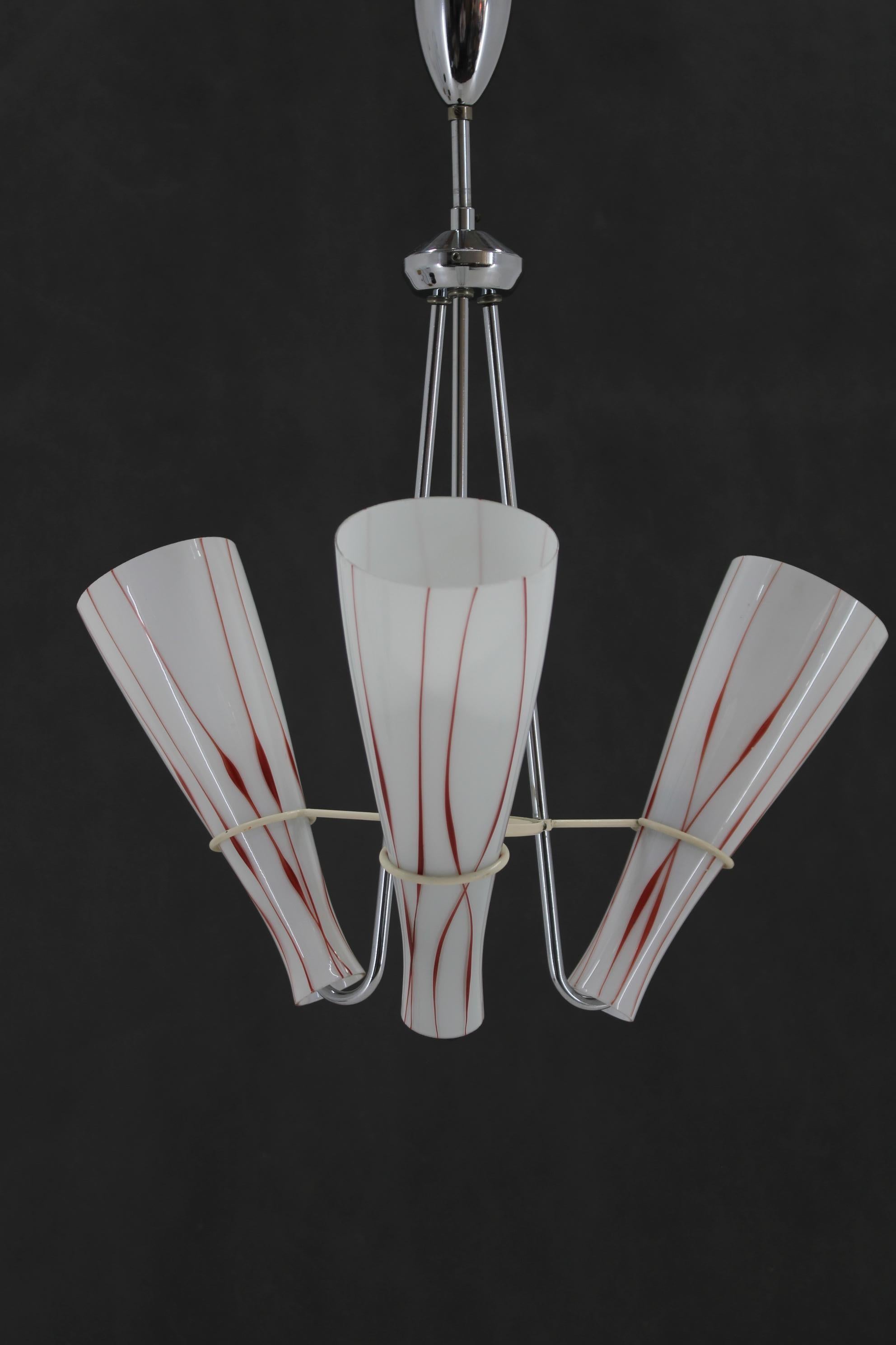 1970s Glass Chandelier , Czechoslovakia In Good Condition For Sale In Praha, CZ