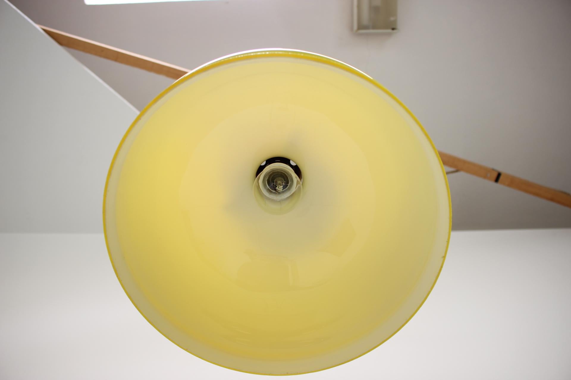 Brass 1970's Glass Chandelier, Czechoslovakia For Sale