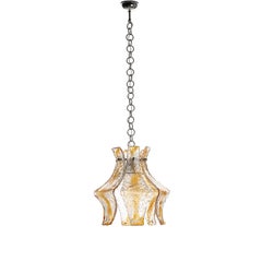 Colgante de cristal y cromo de los años 70 de Carlo Nason para Mazzega