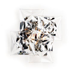1970's Three Glass and Chrome Square Sconces by Kinkeldey