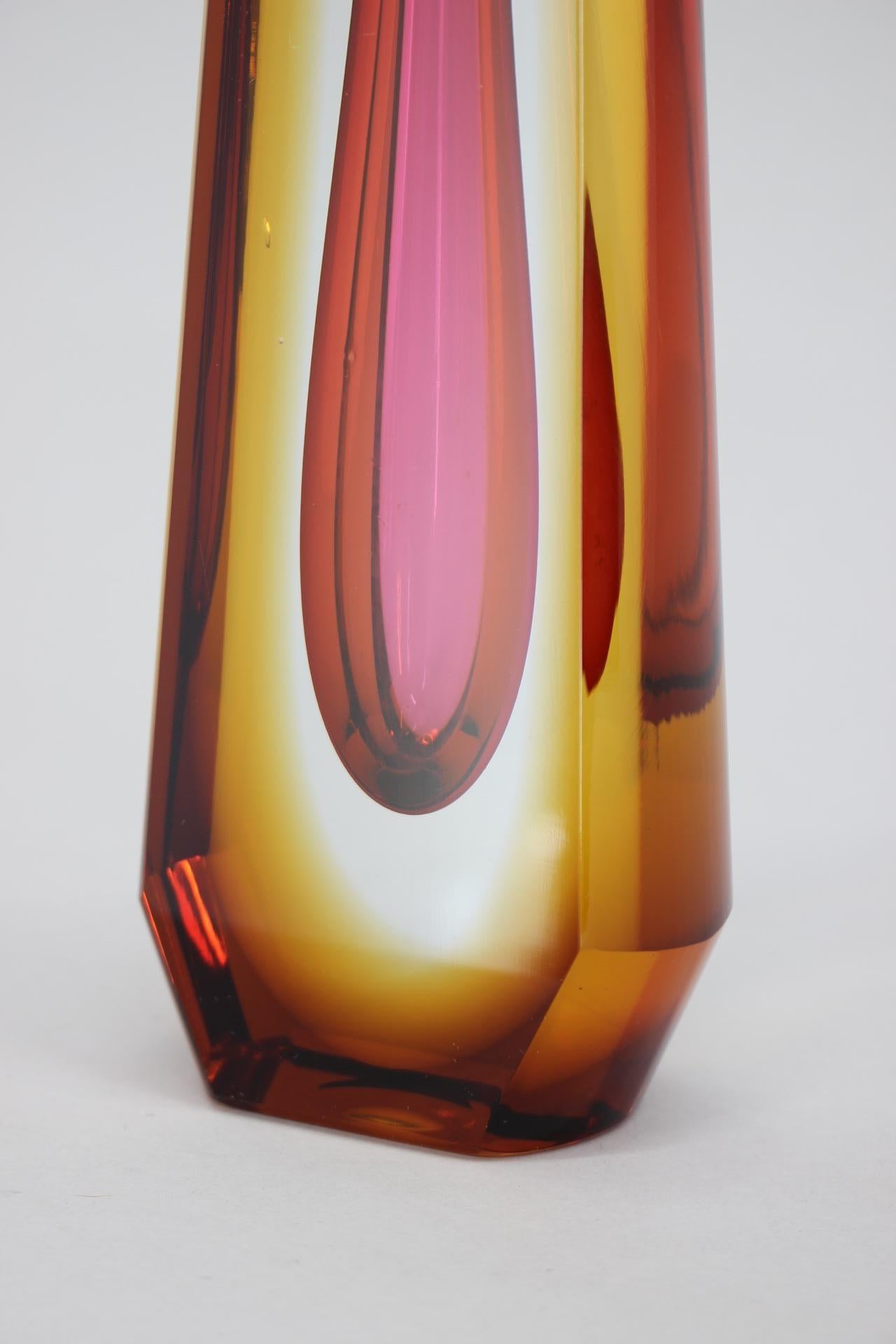 1970s Glass Design Vase by Pavel Hlava, Czechoslovakia 1