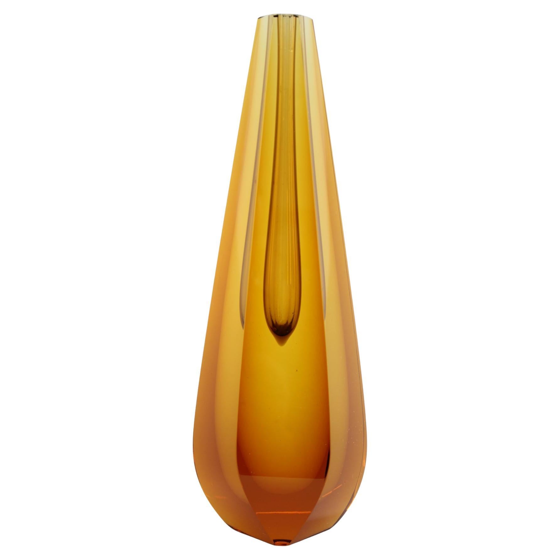 1970s Glass Design Vase by Pavel Hlava, Czechoslovakia