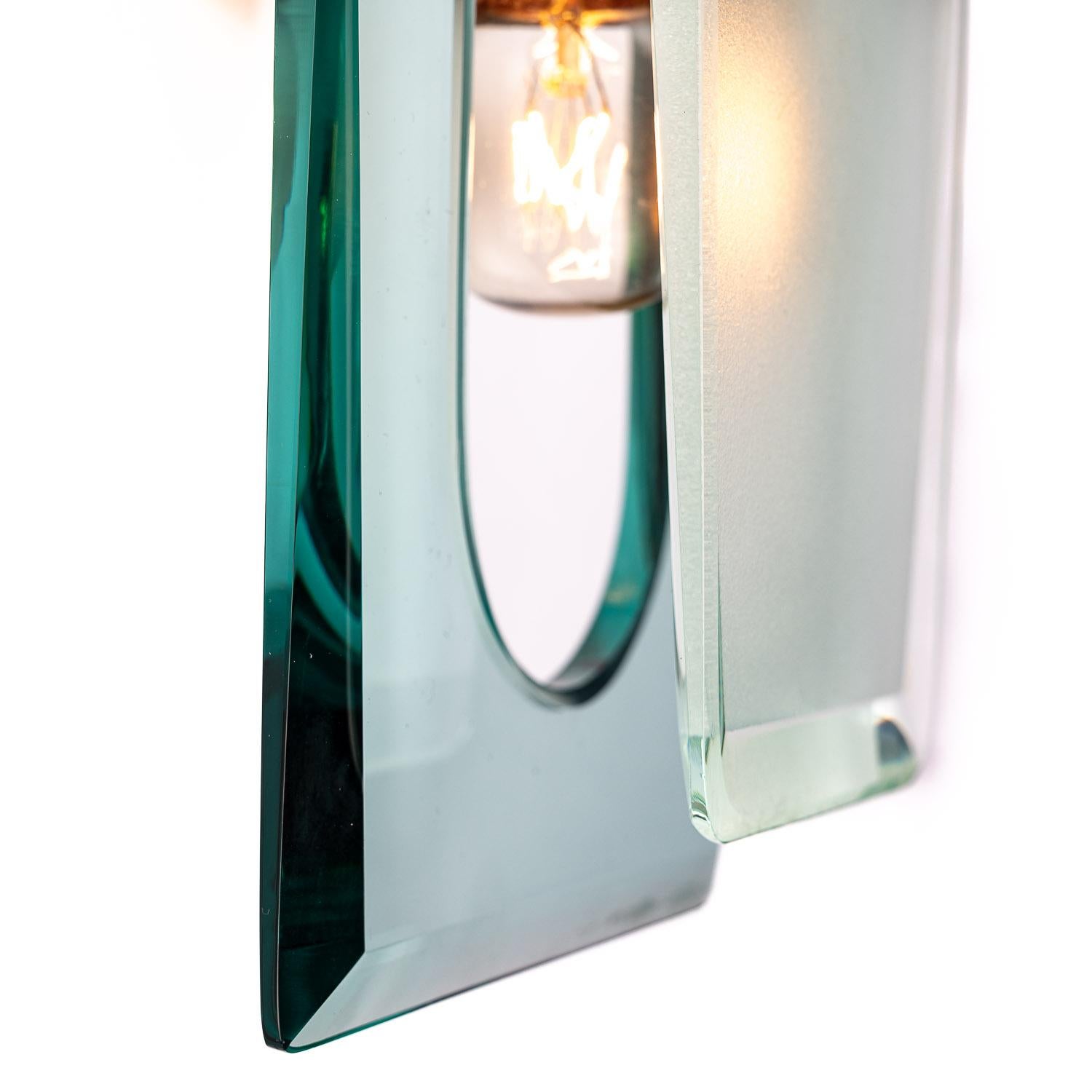 1970's Glass & Metal Wall light by Veca For Sale 3
