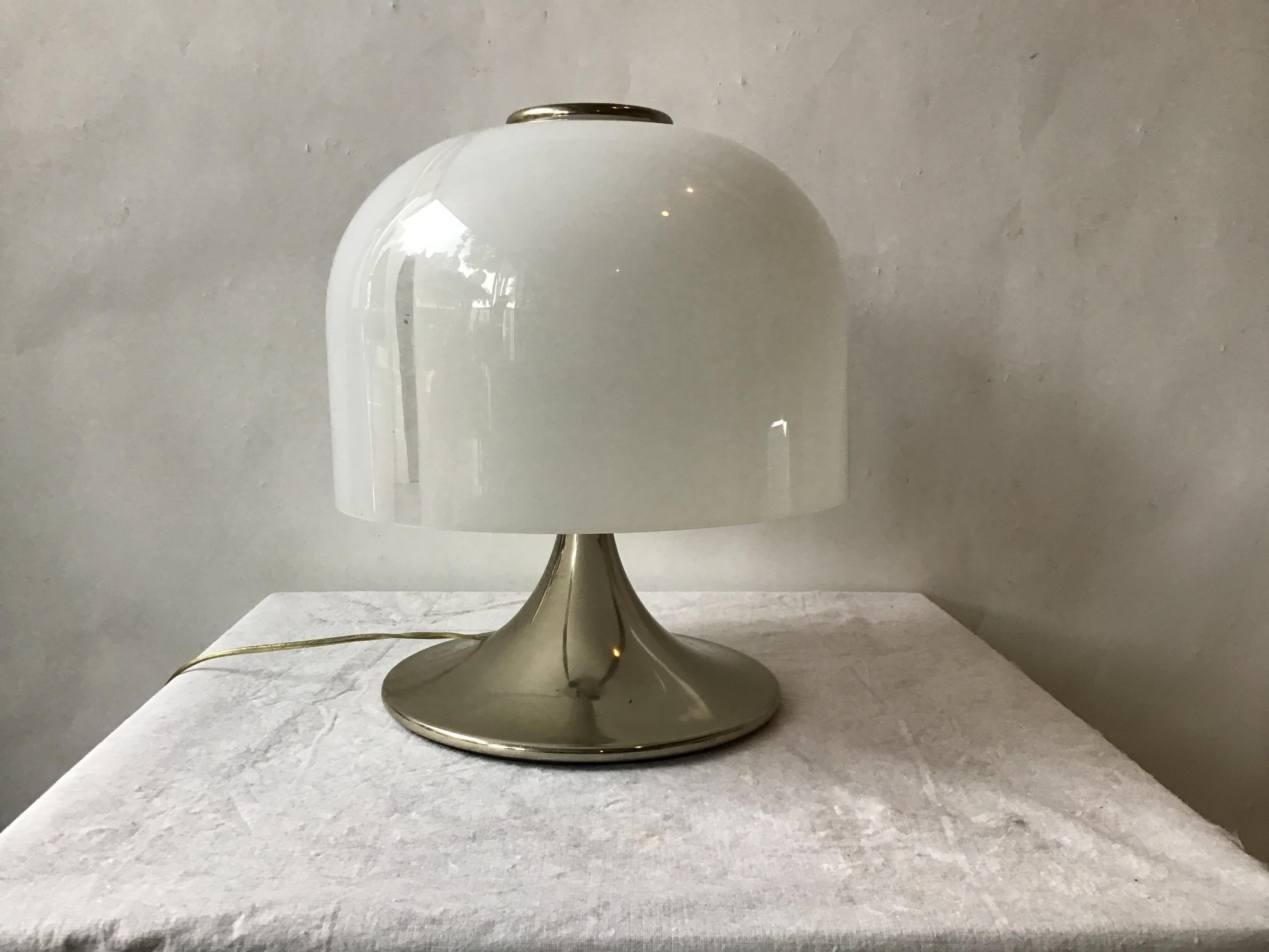 Late 20th Century 1970s Glass Mushroom Shade Lamp