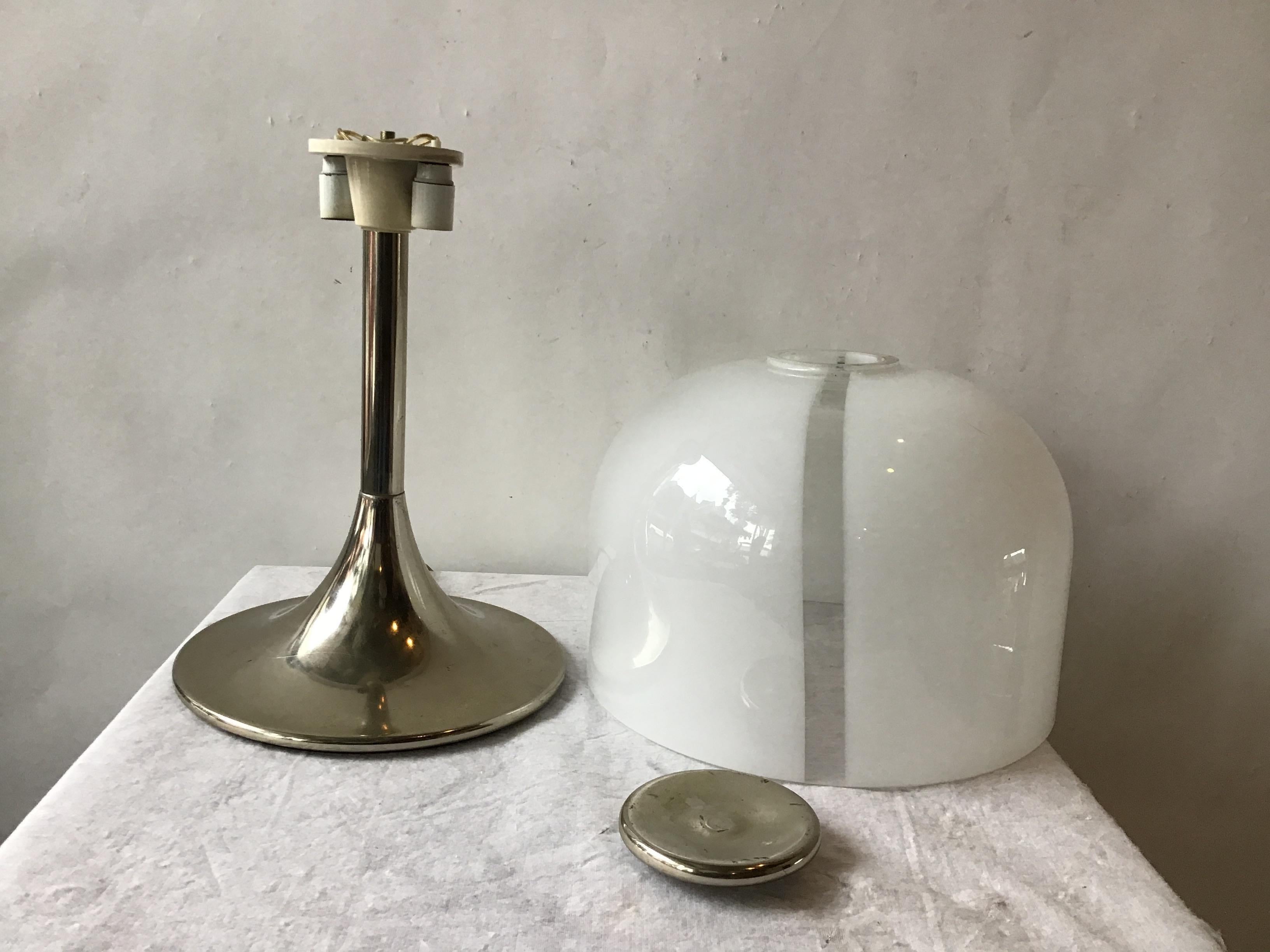 1970s Glass Mushroom Shade Lamp 4