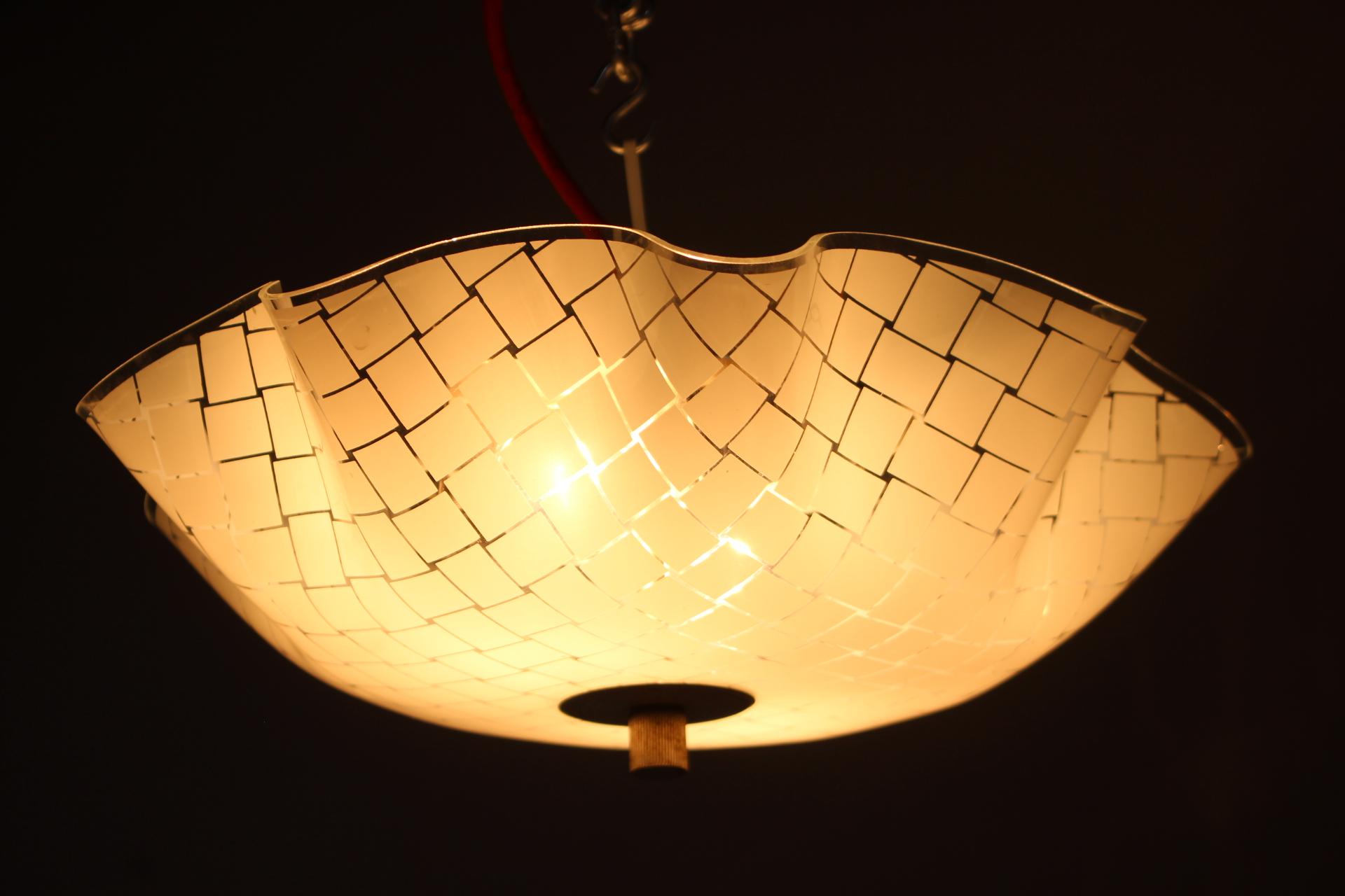1970s Glass Pendant Lamp, Czechoslovakia For Sale 3