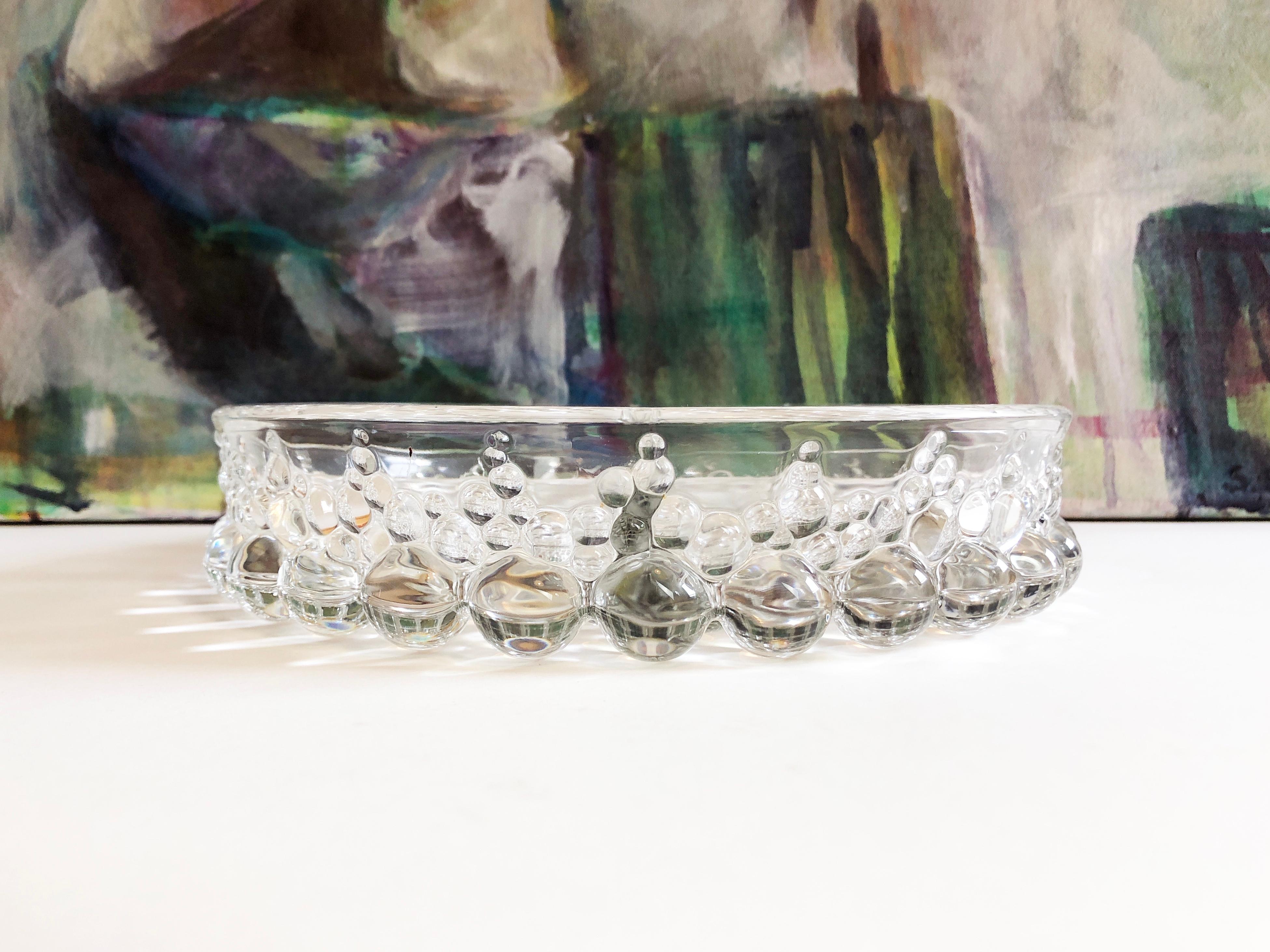 Mid-Century Modern 1970s Glass Snack Bowl ''Bolero Bubbles'' by Walther Glas, West Germany