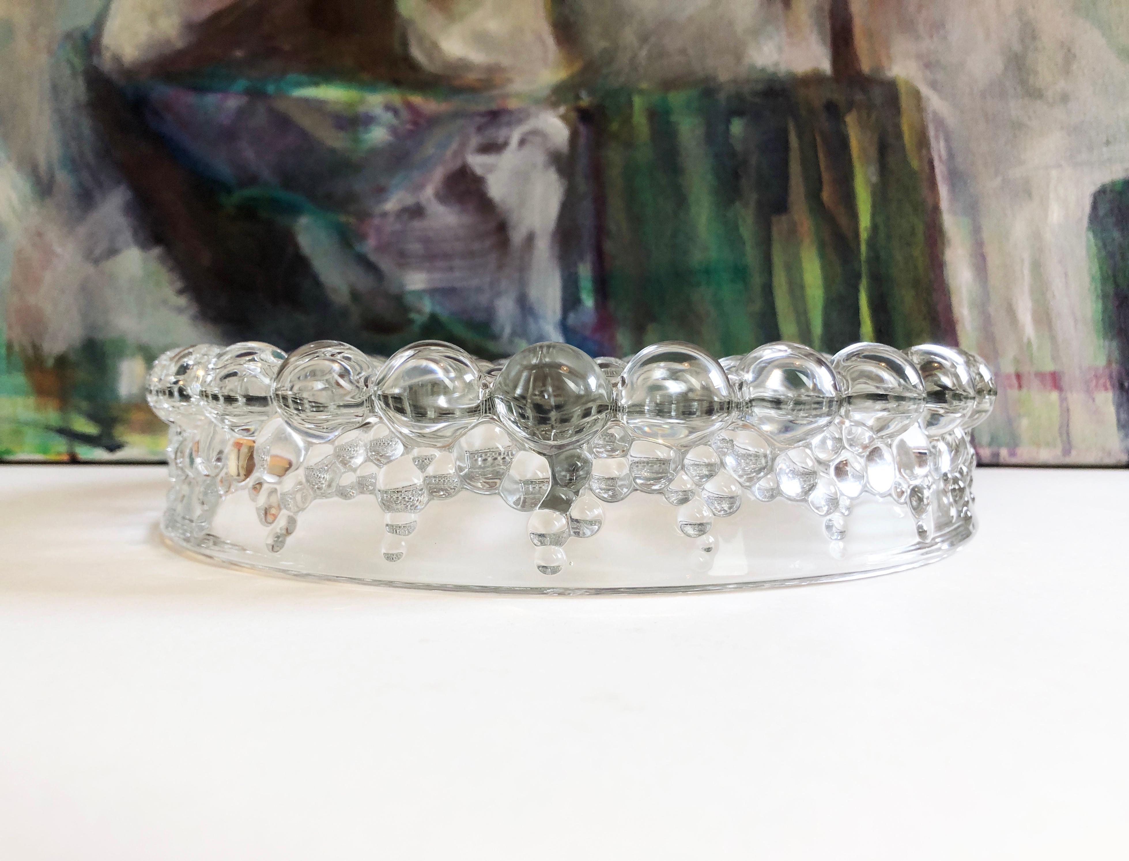 Cast 1970s Glass Snack Bowl ''Bolero Bubbles'' by Walther Glas, West Germany