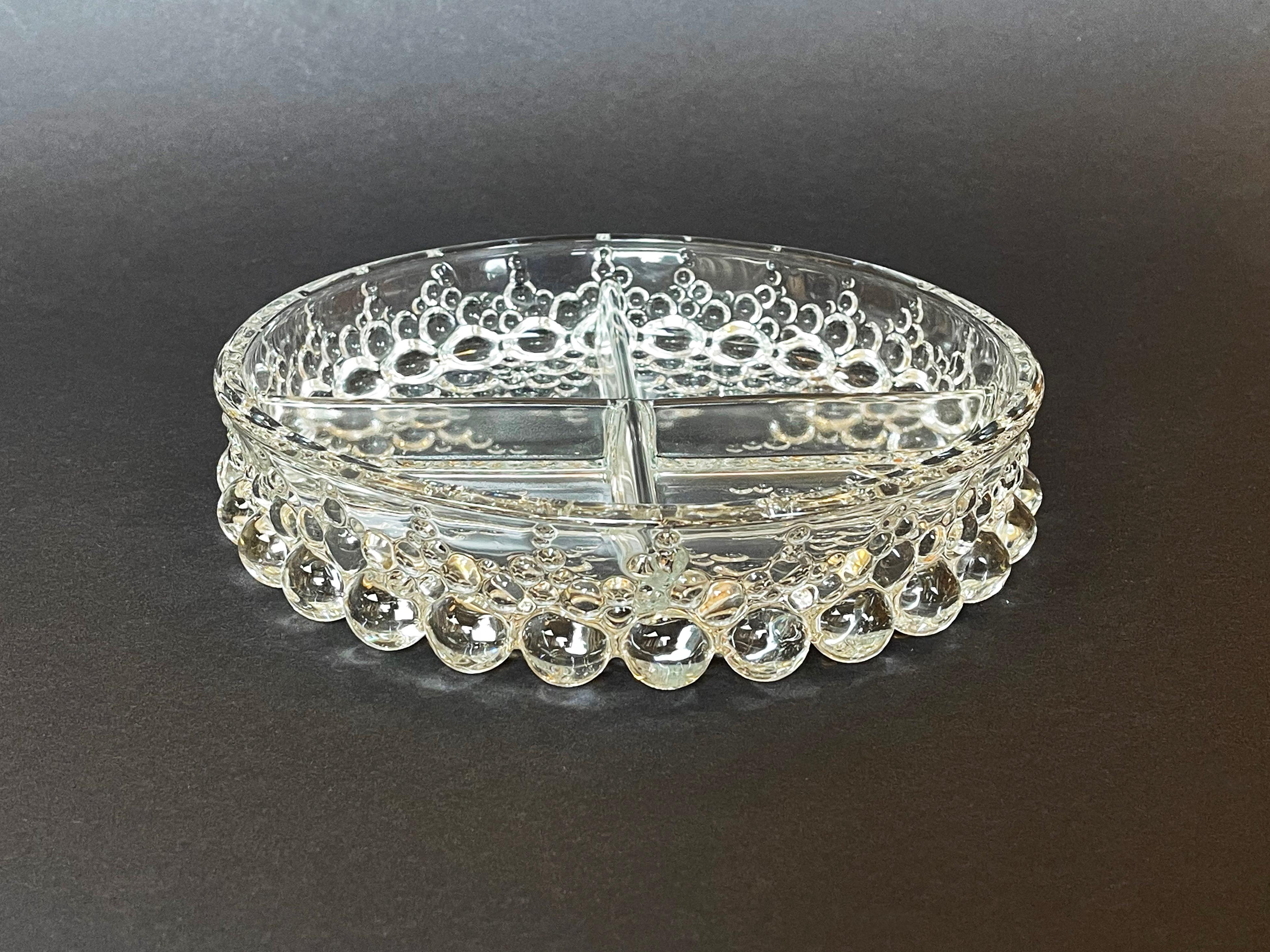 1970s Glass Snack Bowl ''Bolero Bubbles'' by Walther Glas, West Germany In Good Condition In Andernach, DE