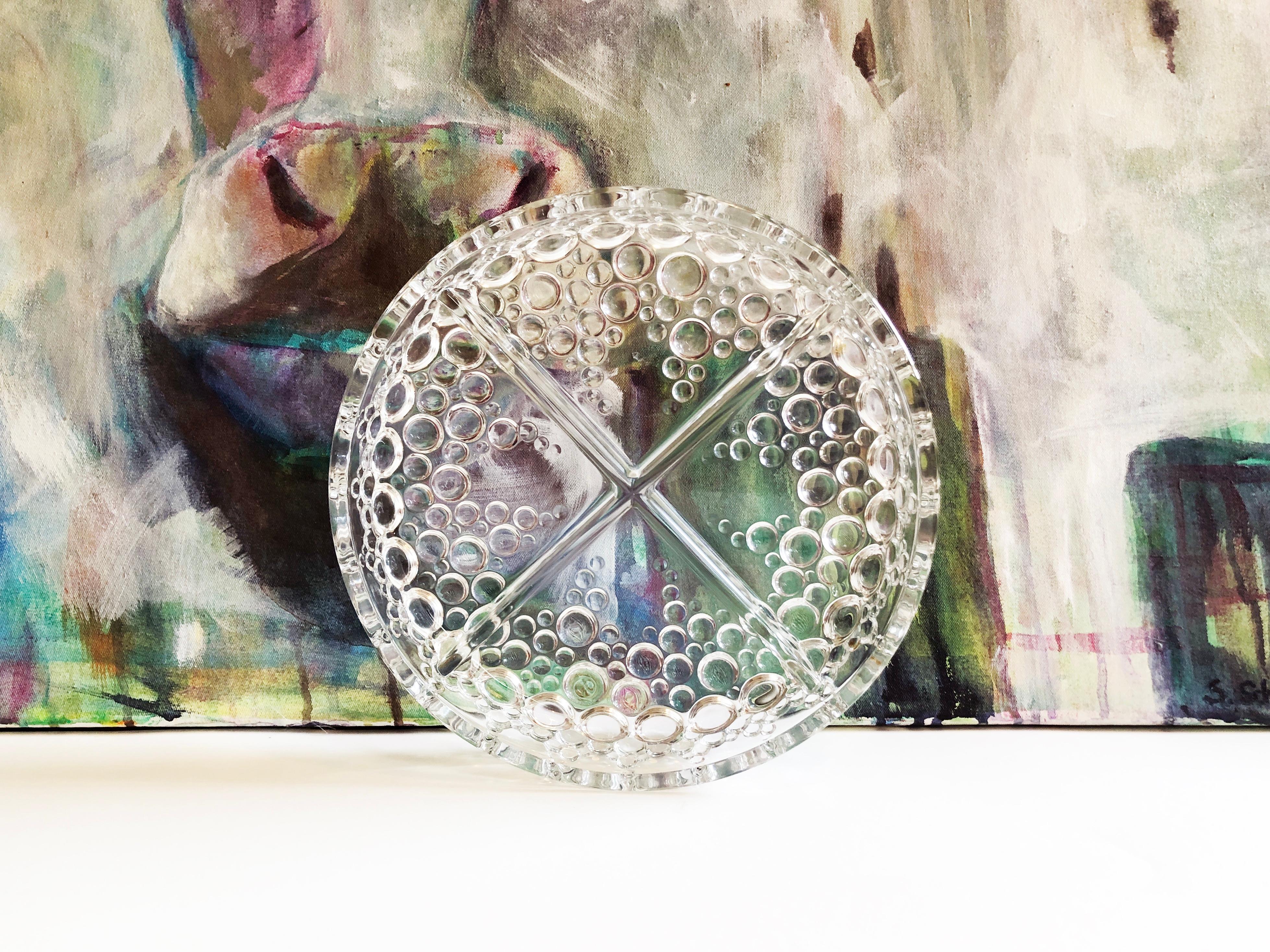 20th Century 1970s Glass Snack Bowl ''Bolero Bubbles'' by Walther Glas, West Germany