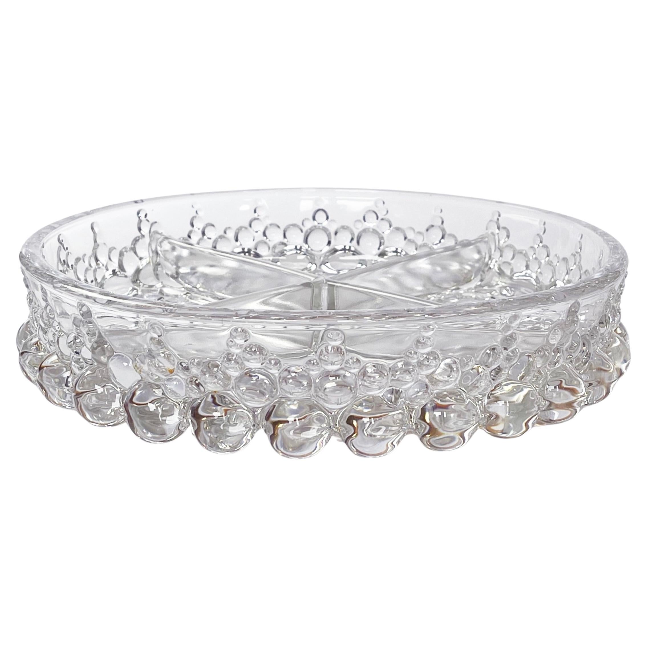 1970s Glass Snack Bowl ''Bolero Bubbles'' by Walther Glas, West Germany