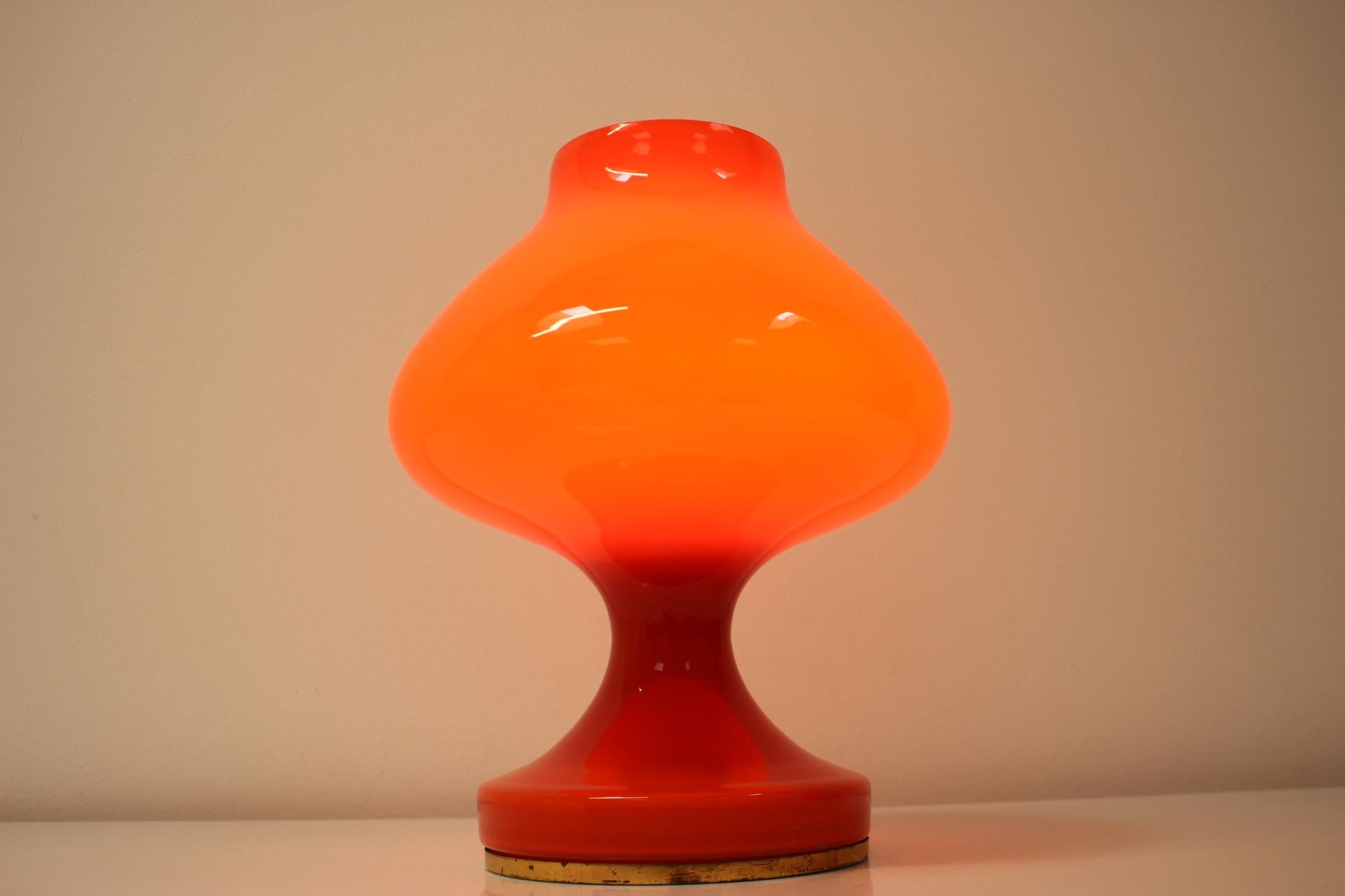 Brass 1970s Glass Table Lamp by Stepan Tabery, Czechoslovakia For Sale