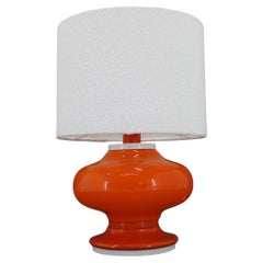 1970s Glass Table Lamp with Boucle Fabric Shade, Italy