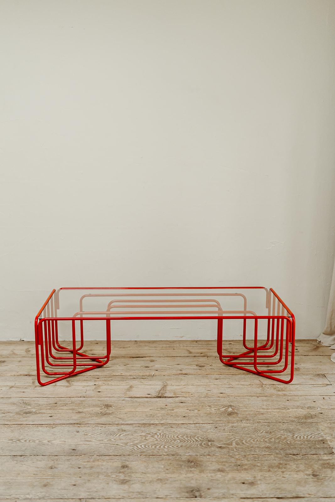 quirky and funky this 1970's glass topped red framed coffee table ... 