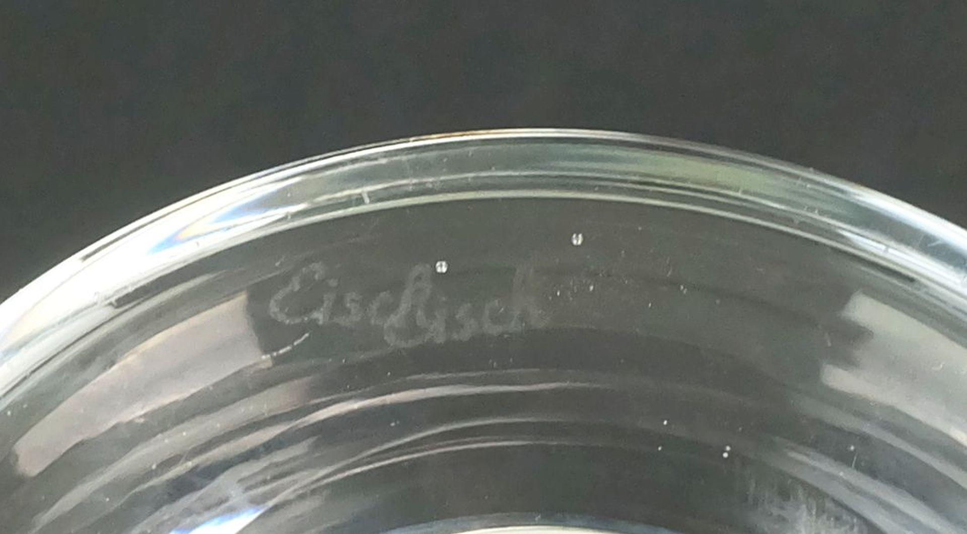 Vaso in vetro anni '70 di eisch in vetro trasparente spesso e con bordo verde a bolle d'aria in vendita 3