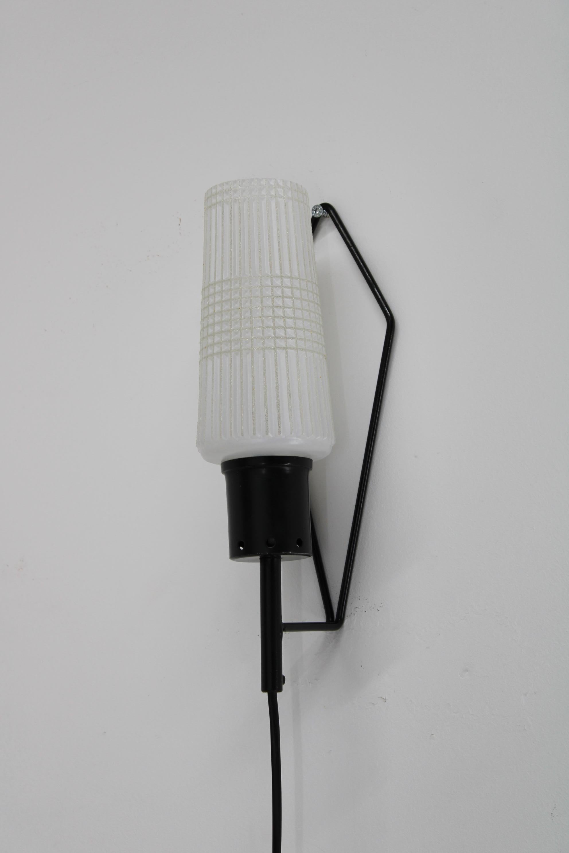 Mid-Century Modern 1970s Glass Wall Light , Czechoslovakia For Sale