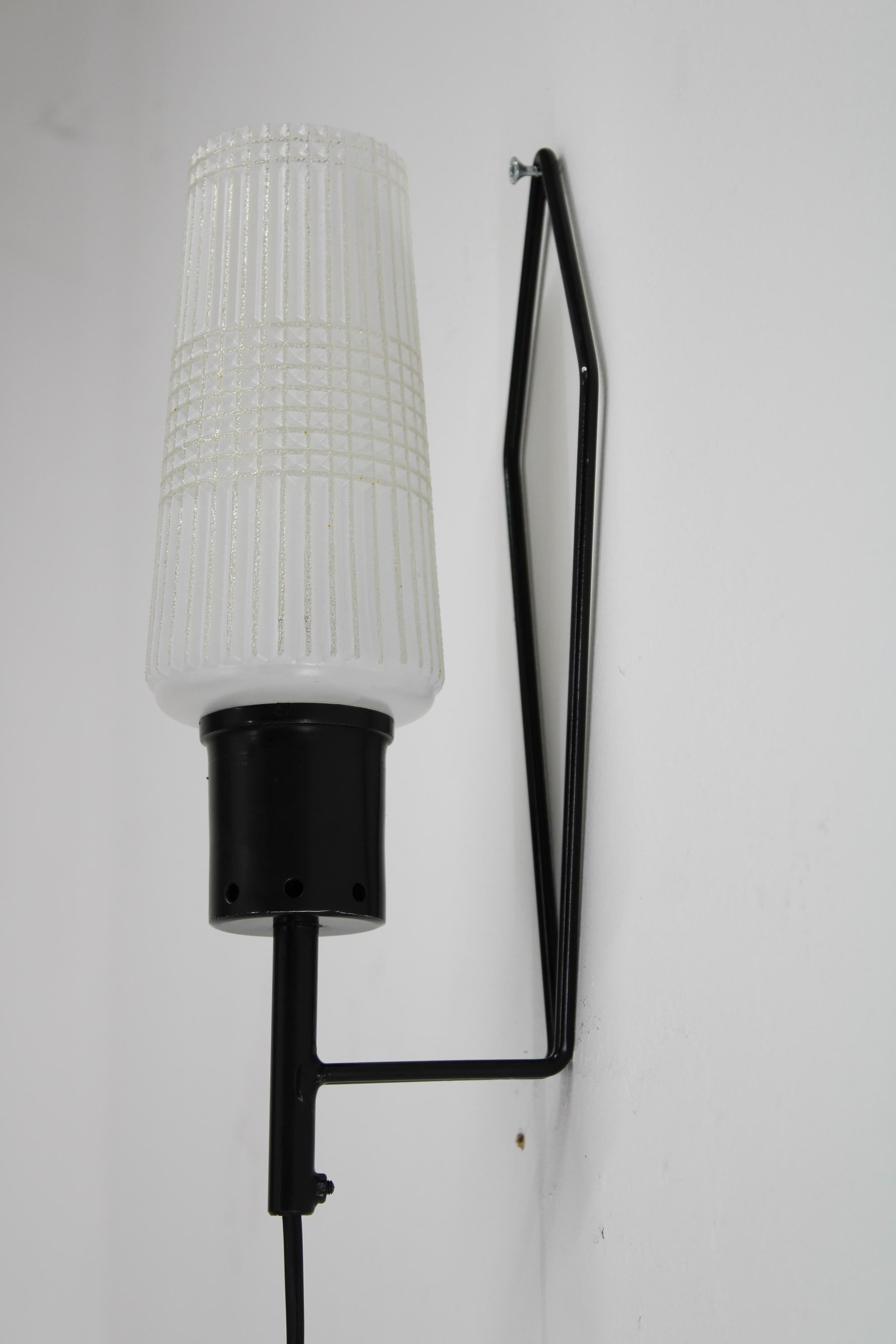 1970s Glass Wall Light , Czechoslovakia In Good Condition For Sale In Praha, CZ