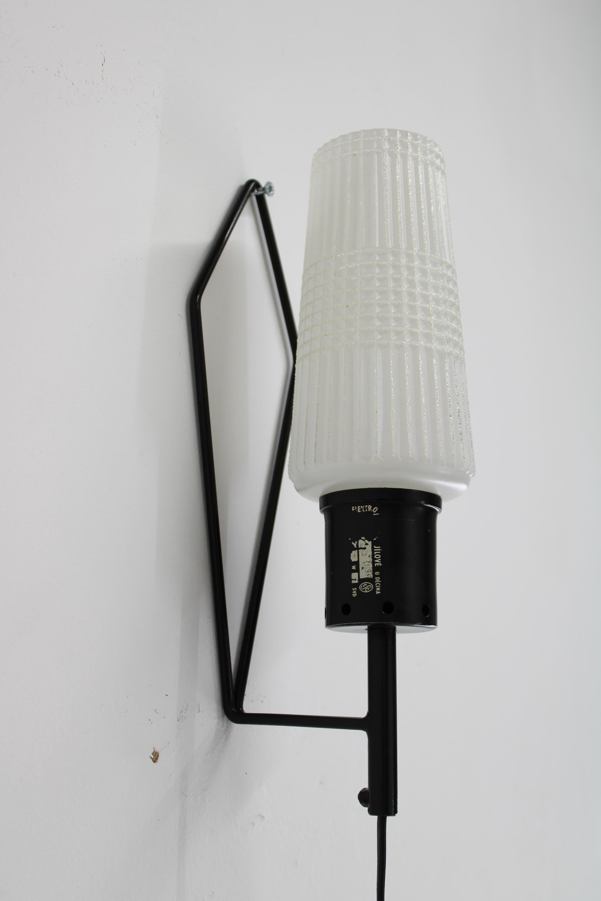 Late 20th Century 1970s Glass Wall Light , Czechoslovakia For Sale