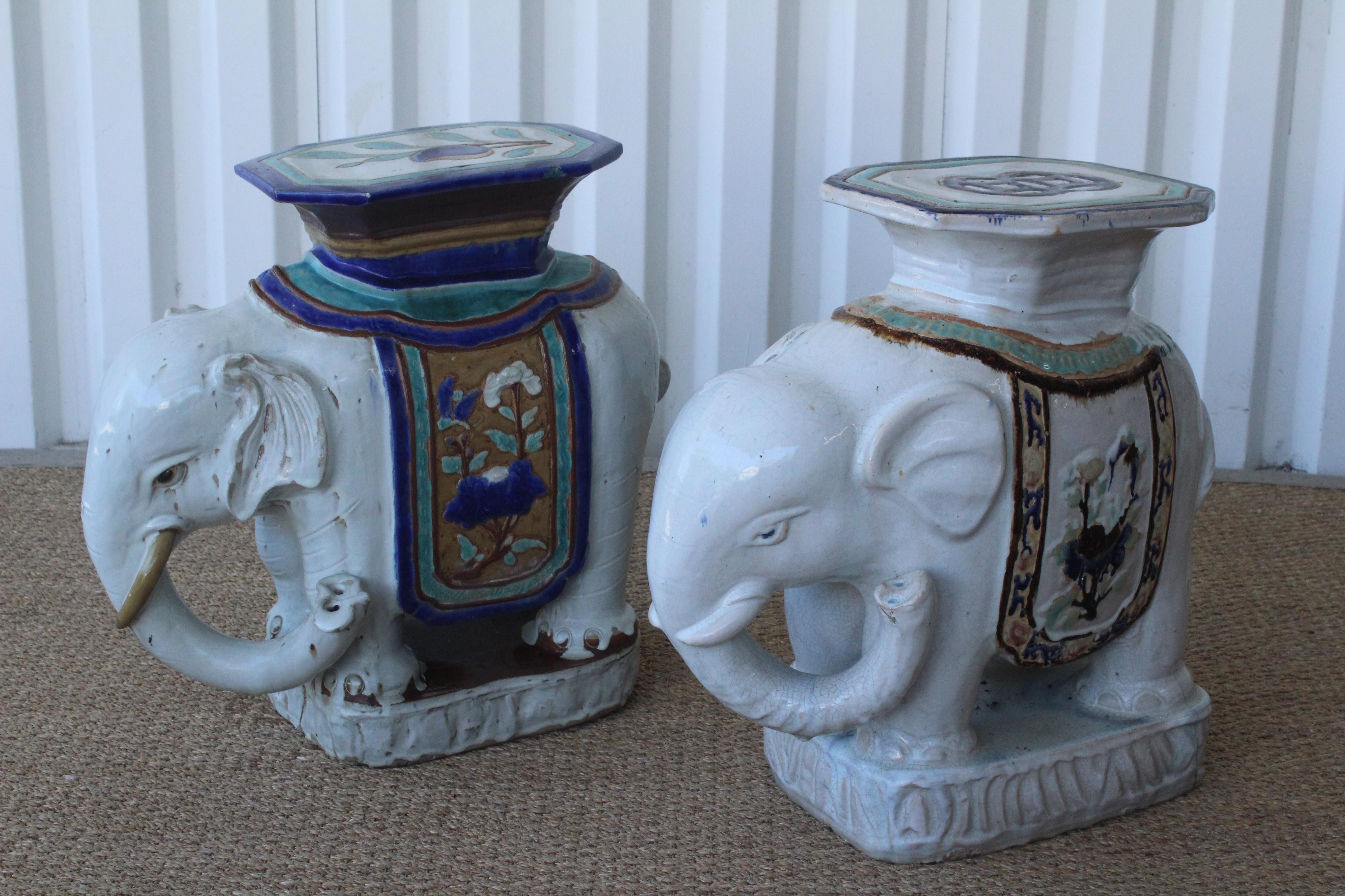 1970s Glazed Ceramic Elephant Garden Stool 7