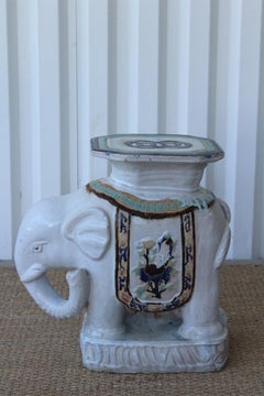 tabouret de jardin éléphant en céramique émaillée des années 1970