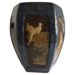 Asiento de jardín de cerámica esmaltada de los años 70