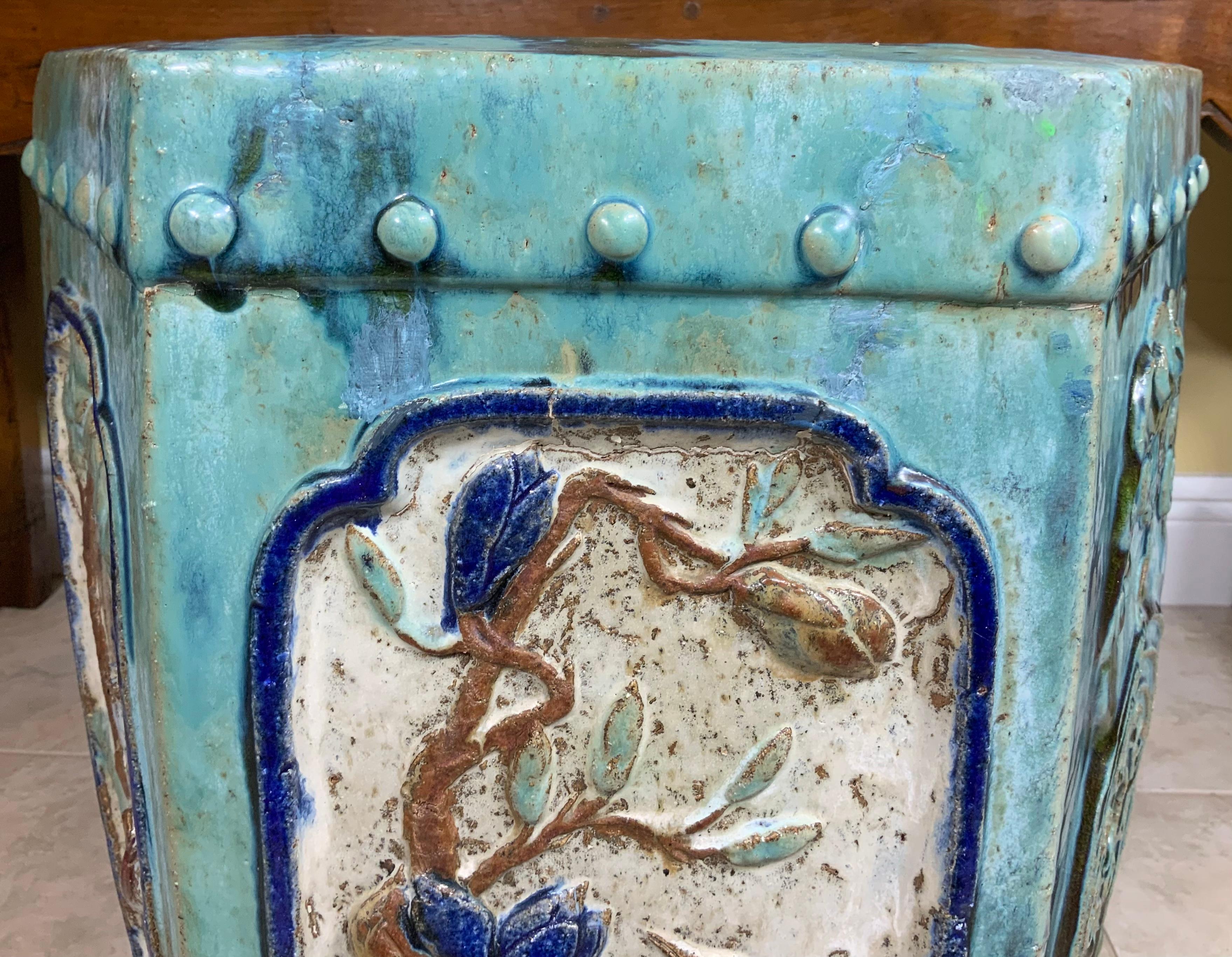 1970s Glazed Ceramic Garden Stool 1