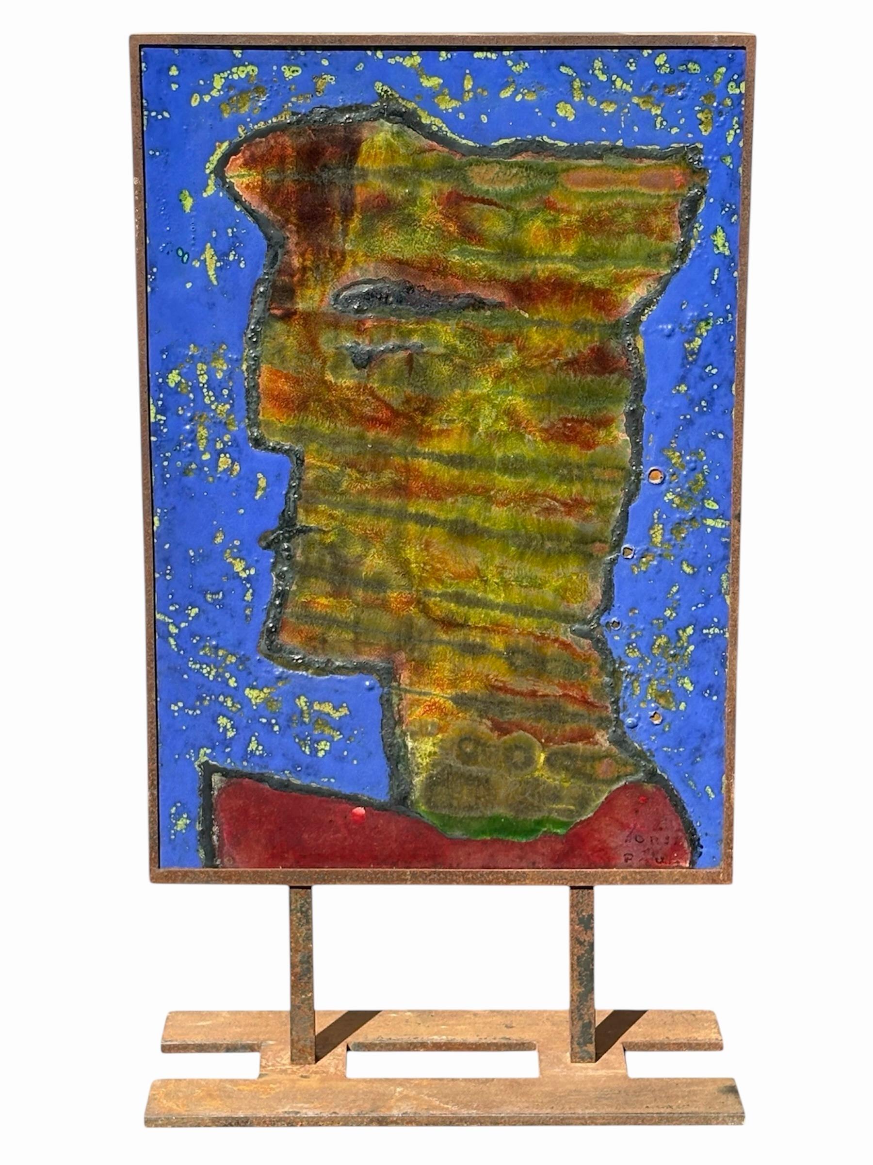 Ceramica 1970 Figura in ceramica francese smaltata su supporto in vendita
