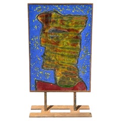 1970s Glazed French ceramic figure on stand