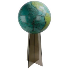 1970s Globe on Smoked Lucite Stand