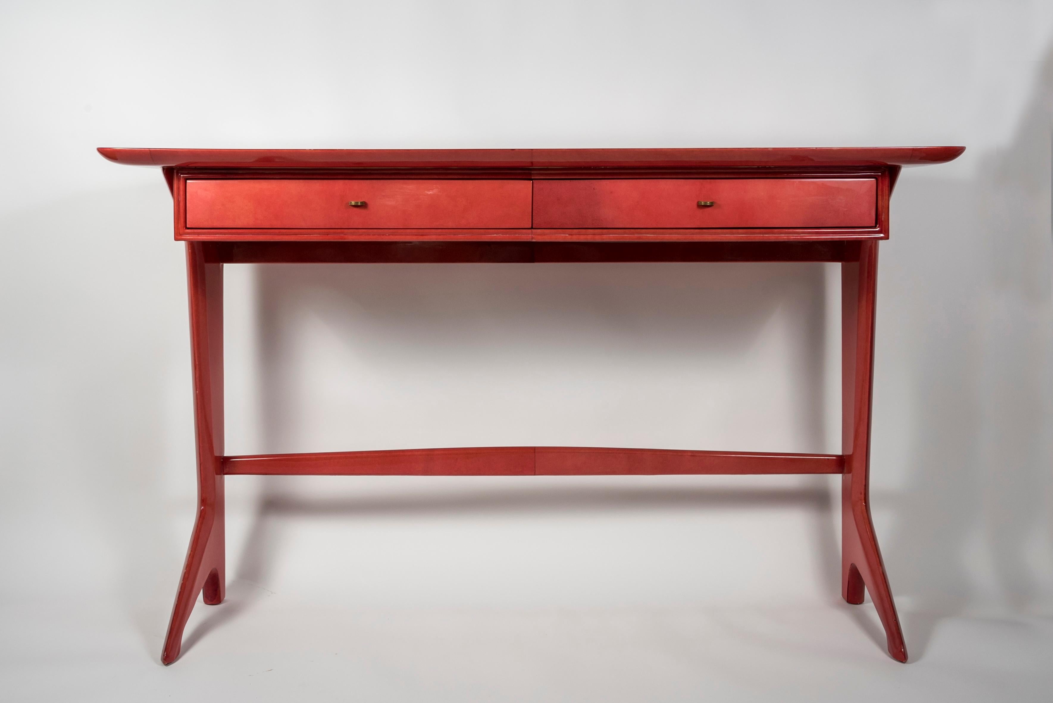 Late 20th Century 1970's Goatskin Console by Aldo Tura For Sale