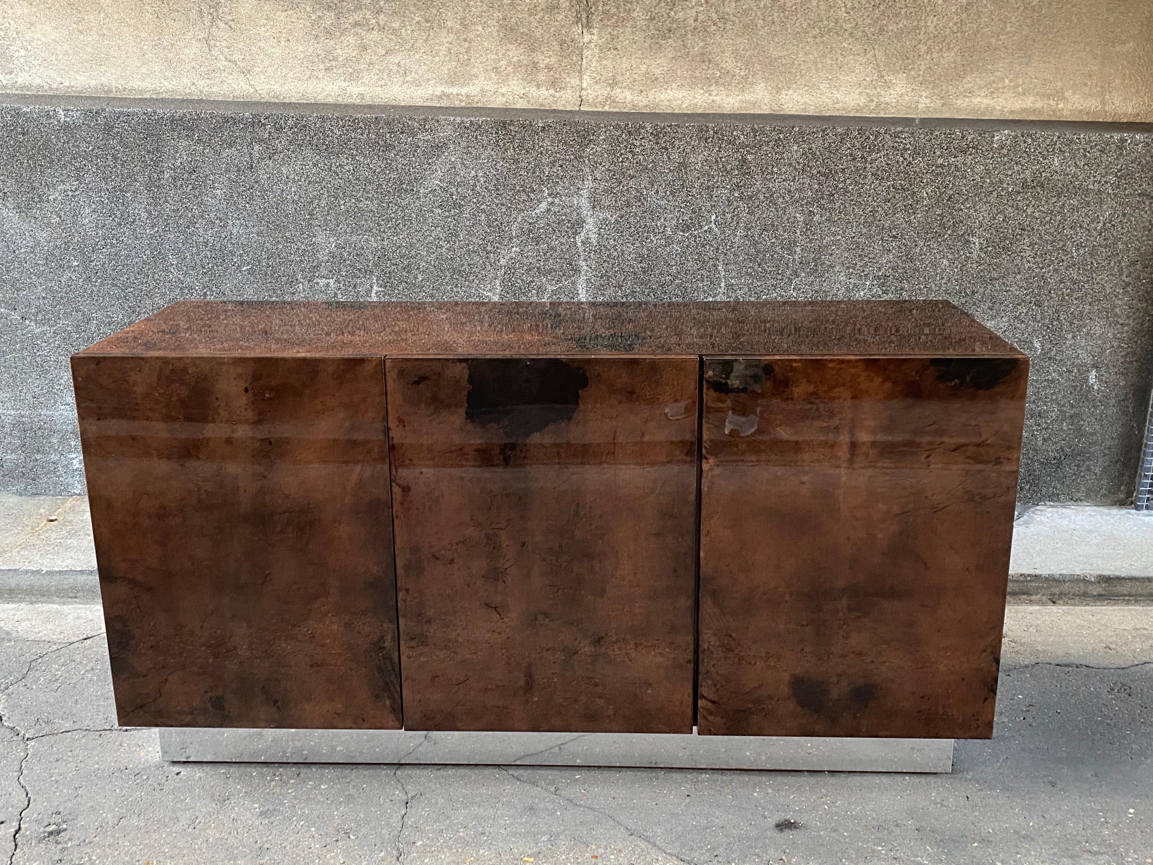 1970s Goatskin Sideboard by Aldo Tura In Excellent Condition In Saint-Ouen, FR