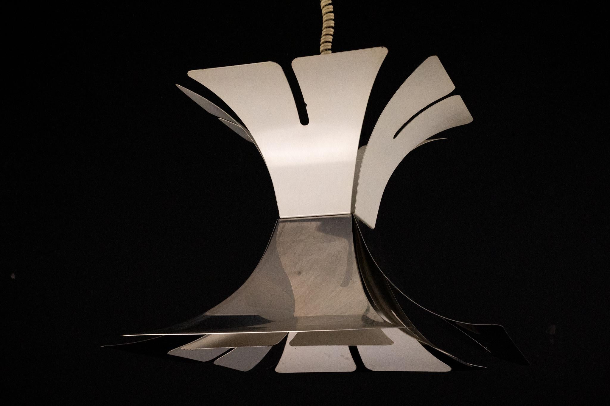 1970s Goffredo Reggiani Style Lacquer & Chrome Chandelier For Sale 4