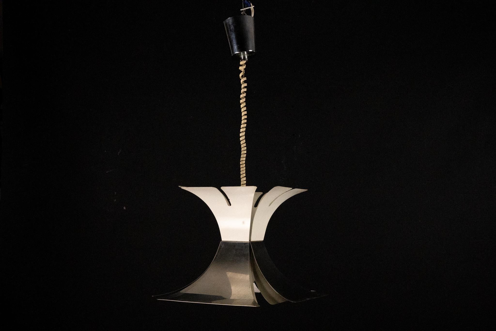 1970s Goffredo Reggiani Style Lacquer & Chrome Chandelier For Sale 7