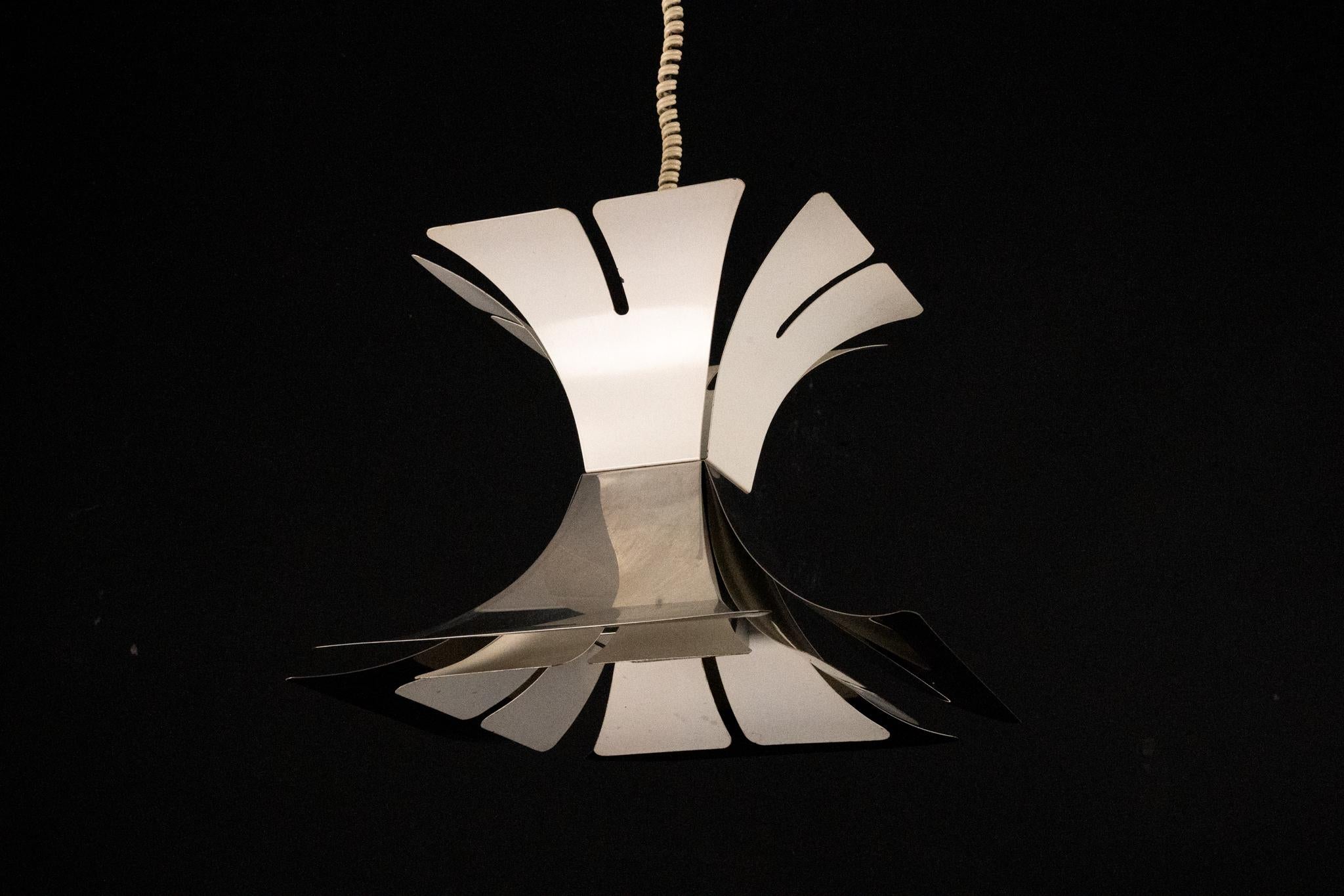 1970s Goffredo Reggiani Style Lacquer & Chrome Chandelier For Sale 8