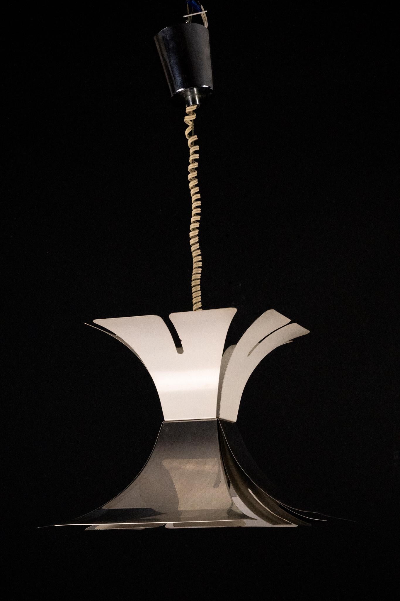 1970s Goffredo Reggiani Style Lacquer & Chrome Chandelier For Sale 9
