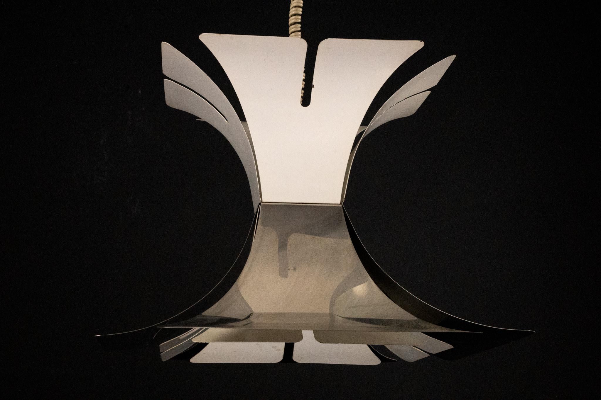 1970s Goffredo Reggiani Style Lacquer & Chrome Chandelier For Sale 10
